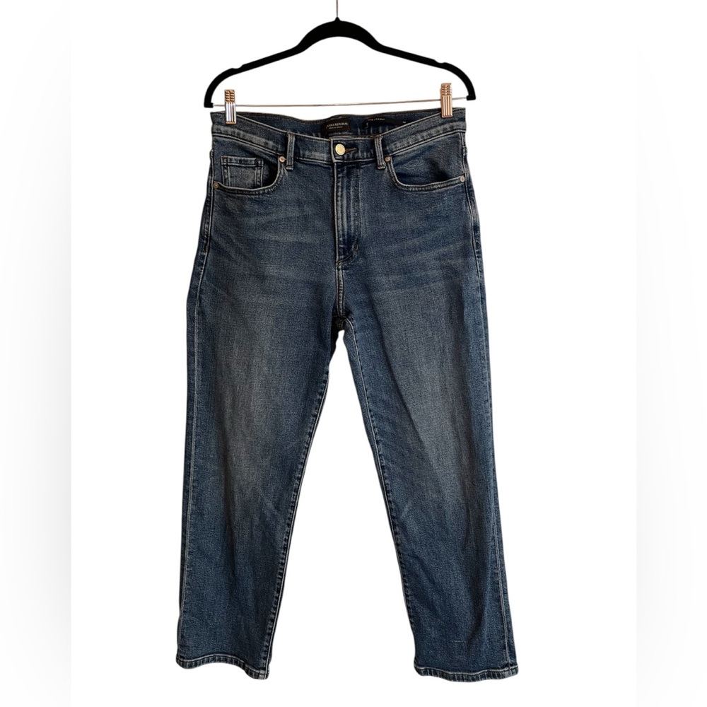 Banana Republic Premium Denim Medium Rinse Blue High-Rise Straight Jeans | 30